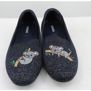 VIVAIA Audrey Knit Koala Round Toe Loafers, Size 8.5 Navy Metallic Koala